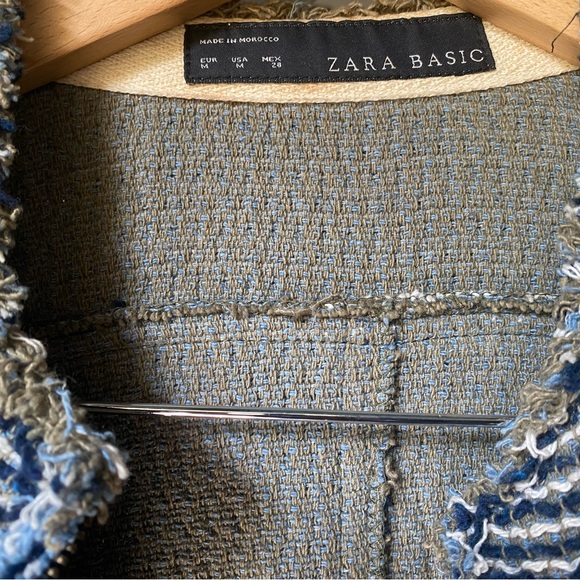 Zara Weave Crop Jacket in Blue & Sage - Picture 8 of 12